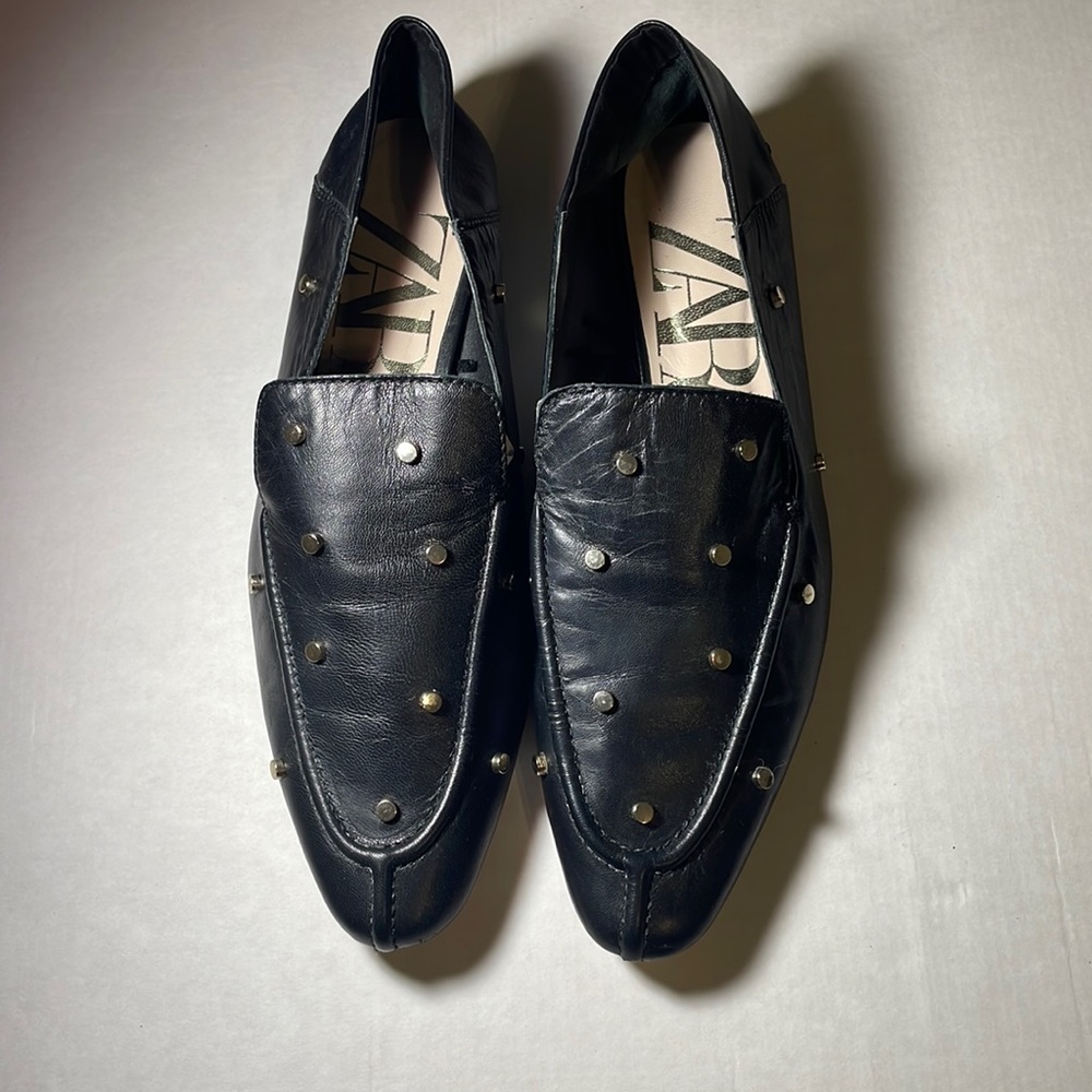 Zara Black Studded Loafers